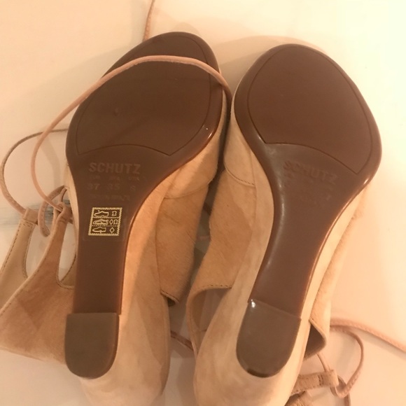 Schutz Ruthie Tan Gladiator Wedge Sandals - Picture 6 of 8